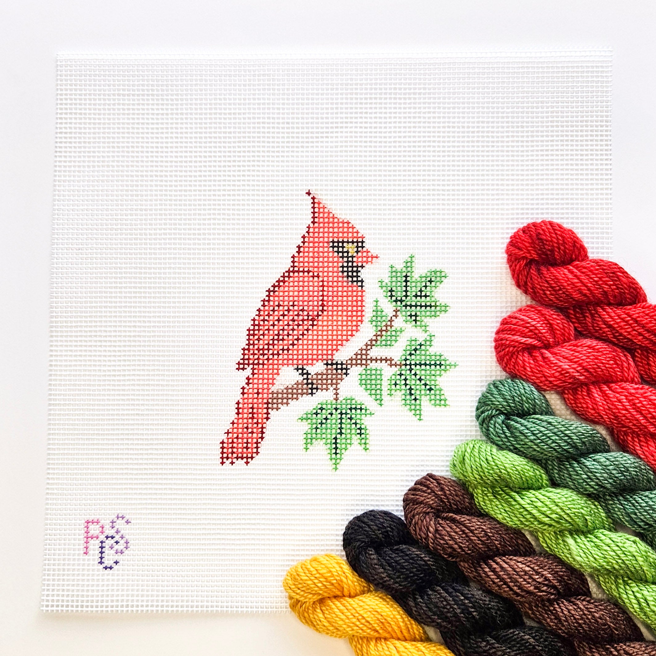 Cardinal Hand Painted Needlepoint Kit 14 Mesh Canvas Dinky Dyes