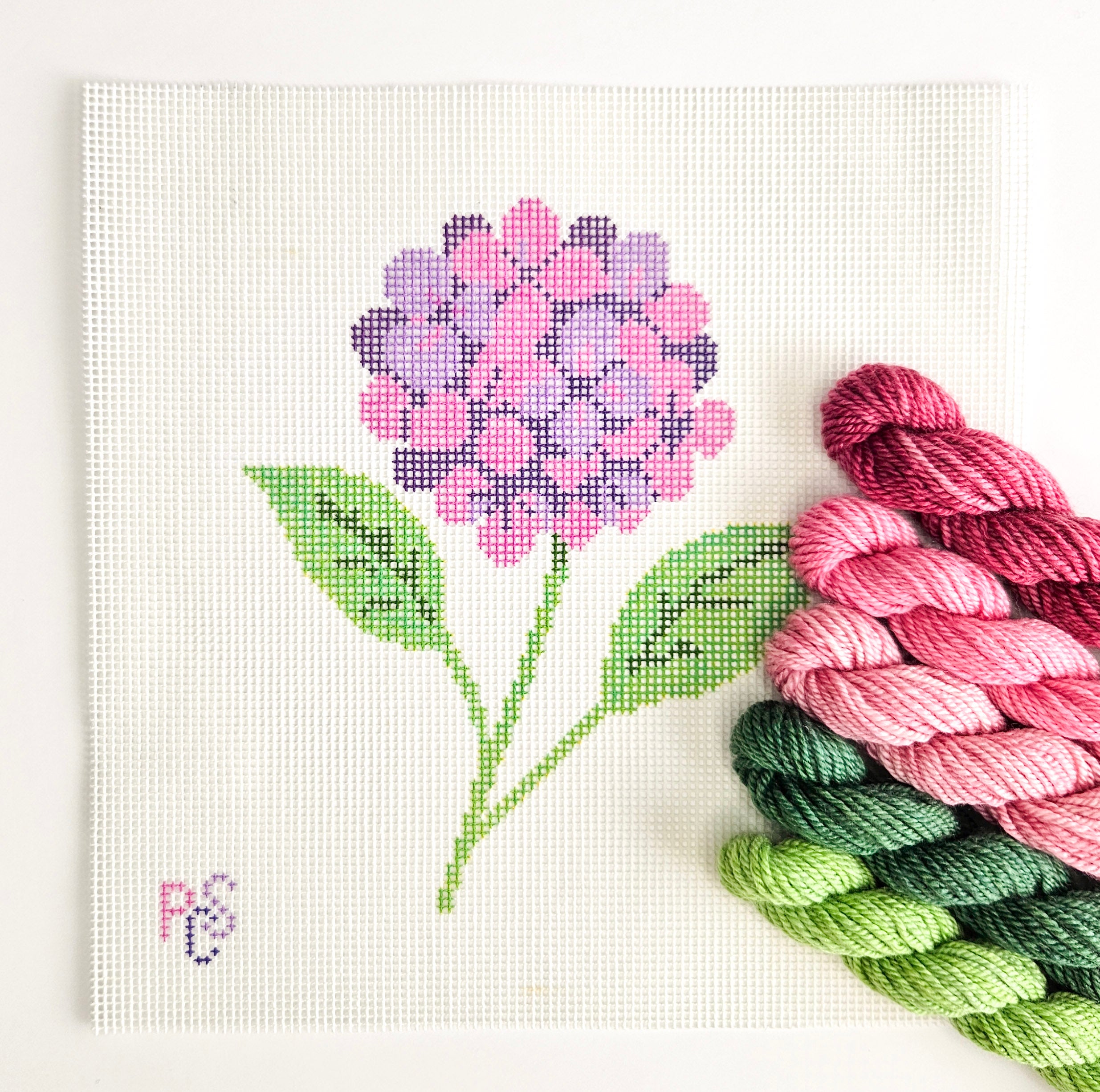 Hydrangea Blossom Hand Painted Needlepoint Kit 14 Mesh Canvas Dinky Dyes
