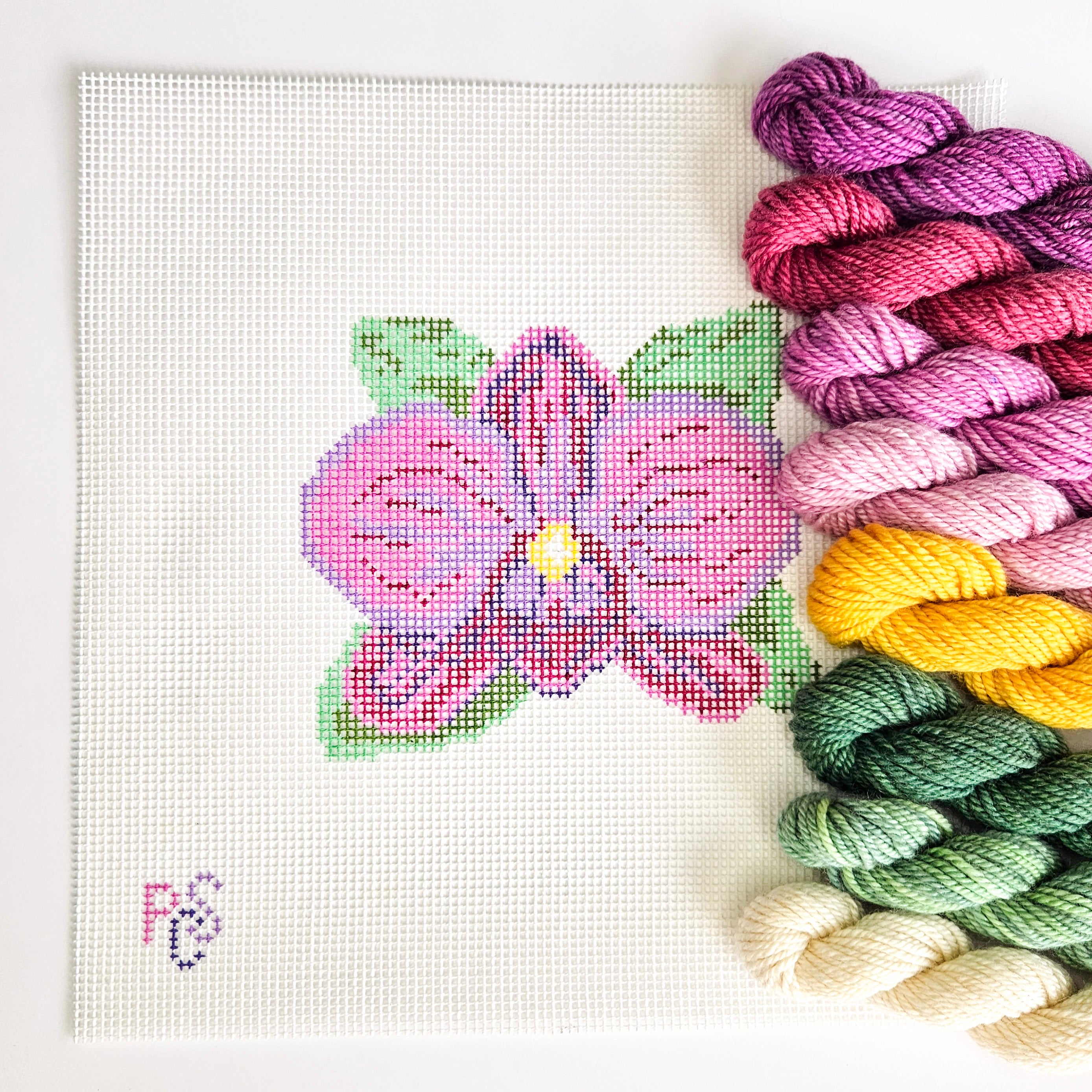 Magenta Orchid Hand Painted Needlepoint Kit 14 Mesh Canvas Dinky Dyes