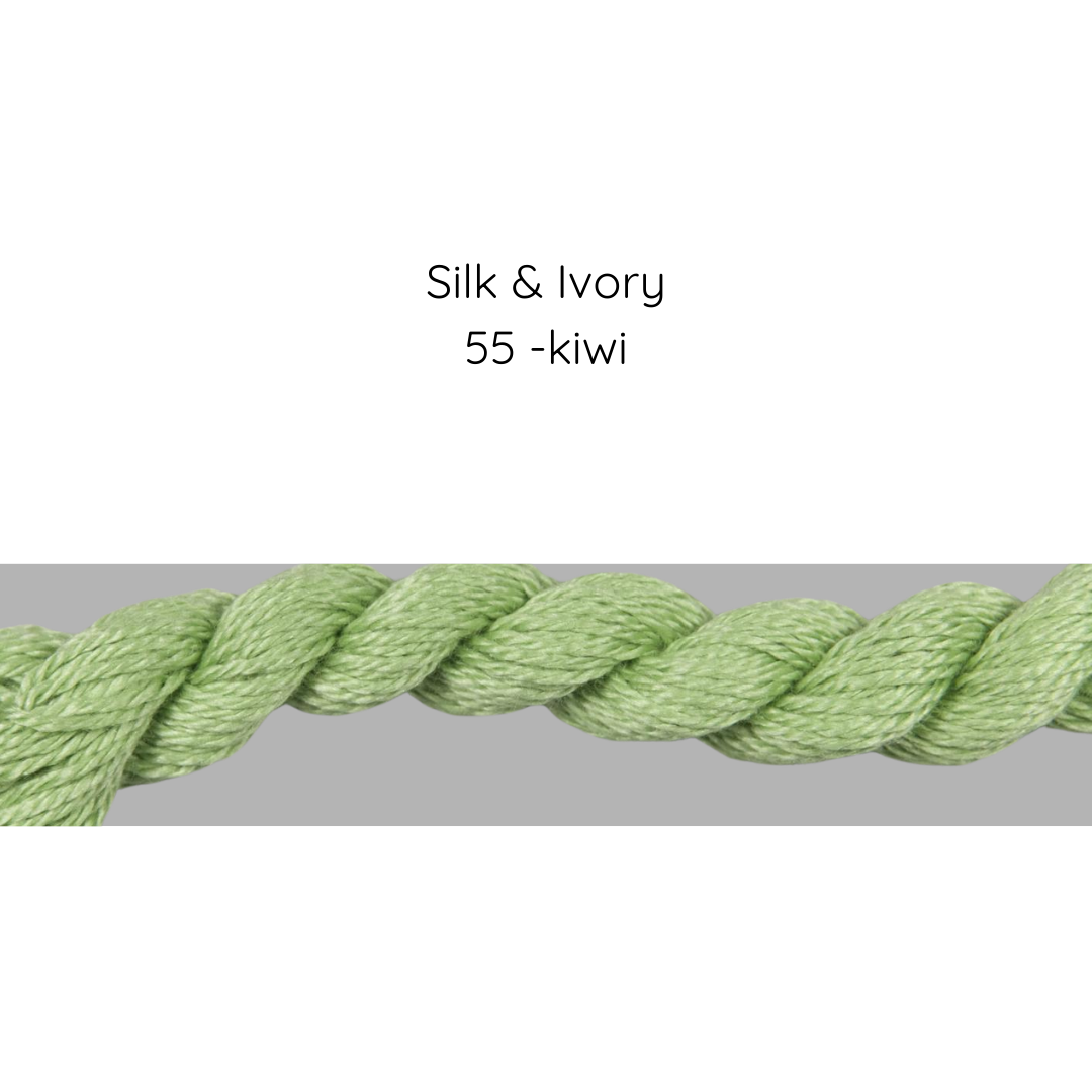 Green rope with 'Silk & Ivory 55 - kiwi' text on a white background