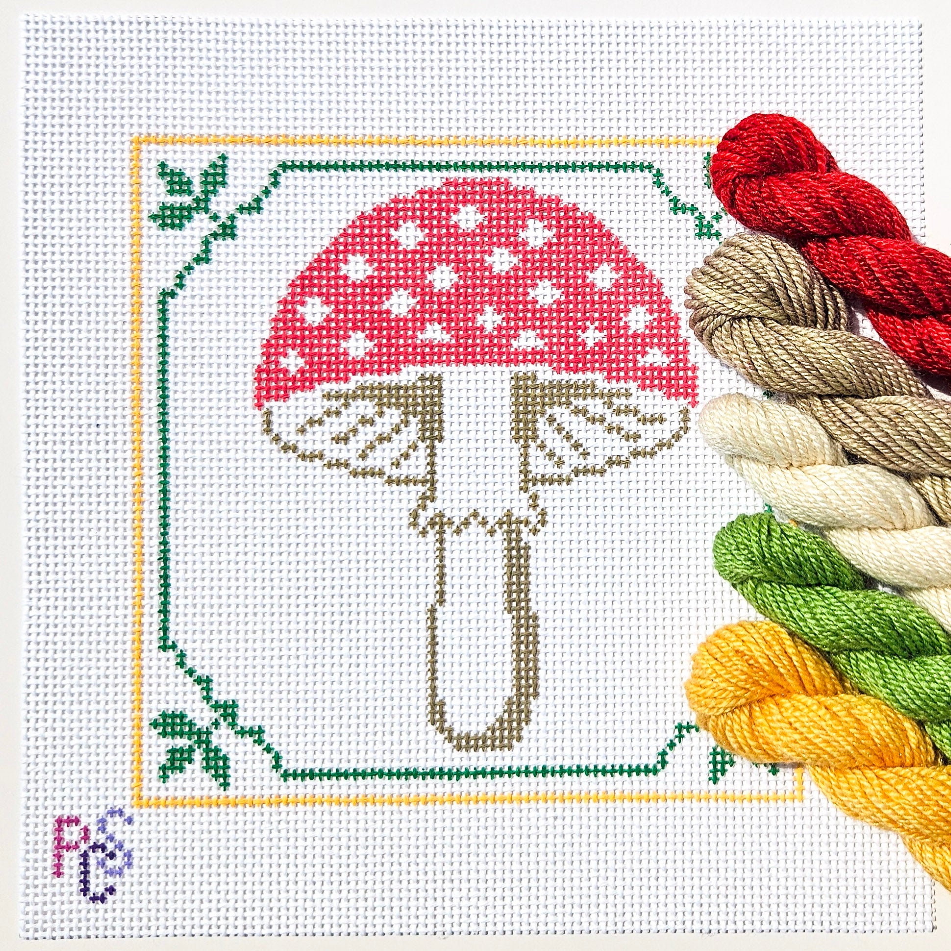woodland-toadstool-mushroom-needlepoint-kit-13-mesh_Dinky Dyes