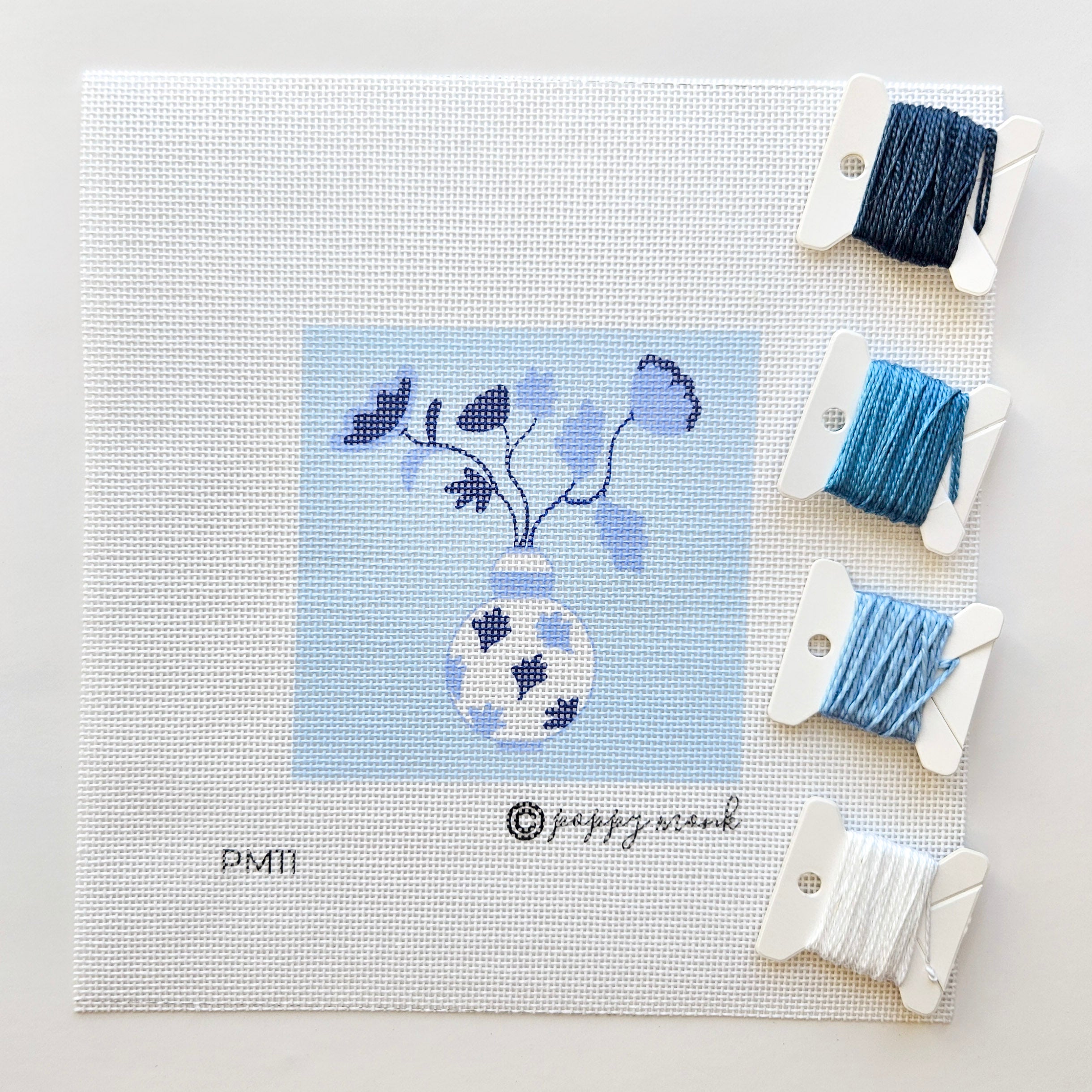 Blue and White Leaf Vase Needlepoint Kit