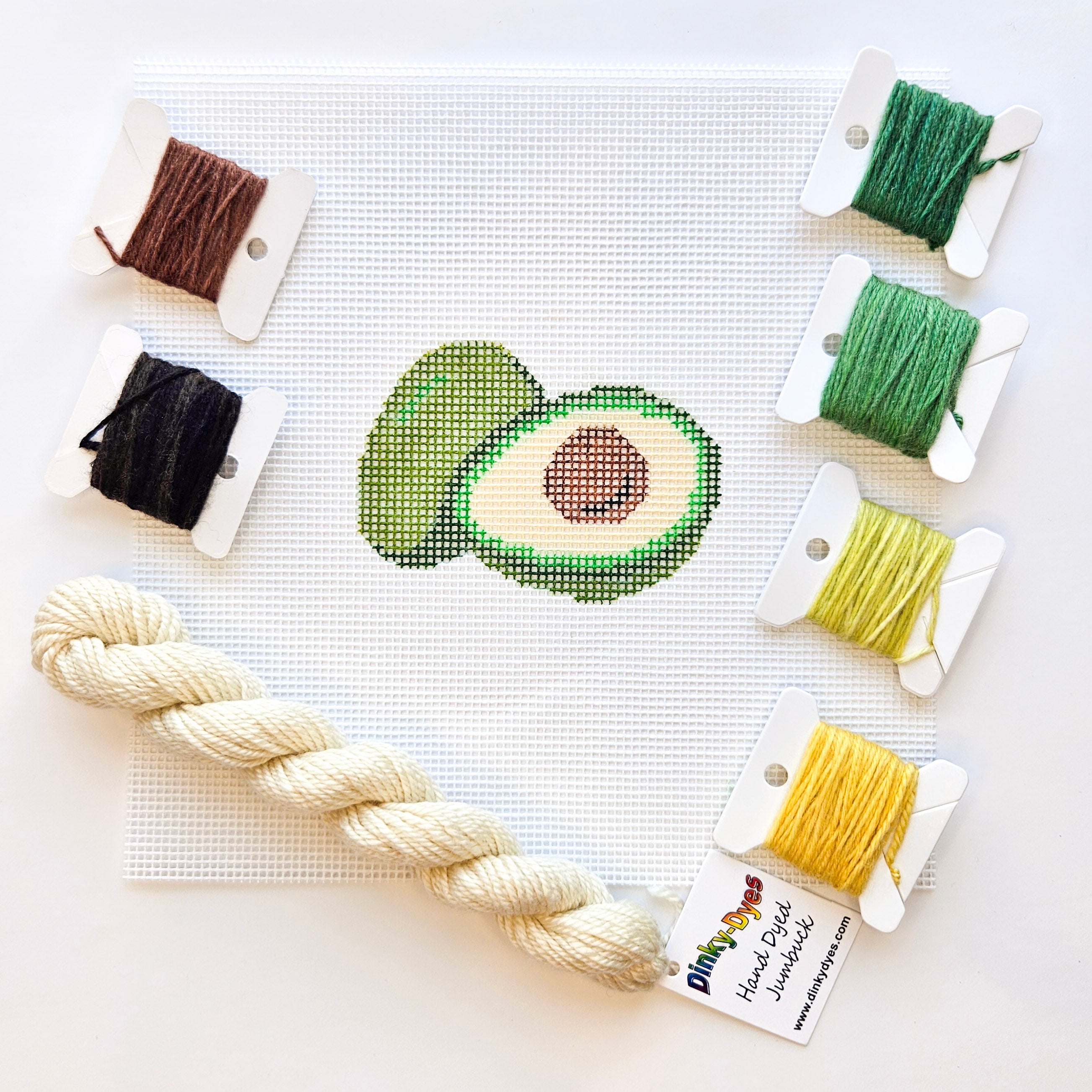 Avocado Hand Painted Needlepoint Kit 14 Mesh Canvas Dinky Dyes thread kitted