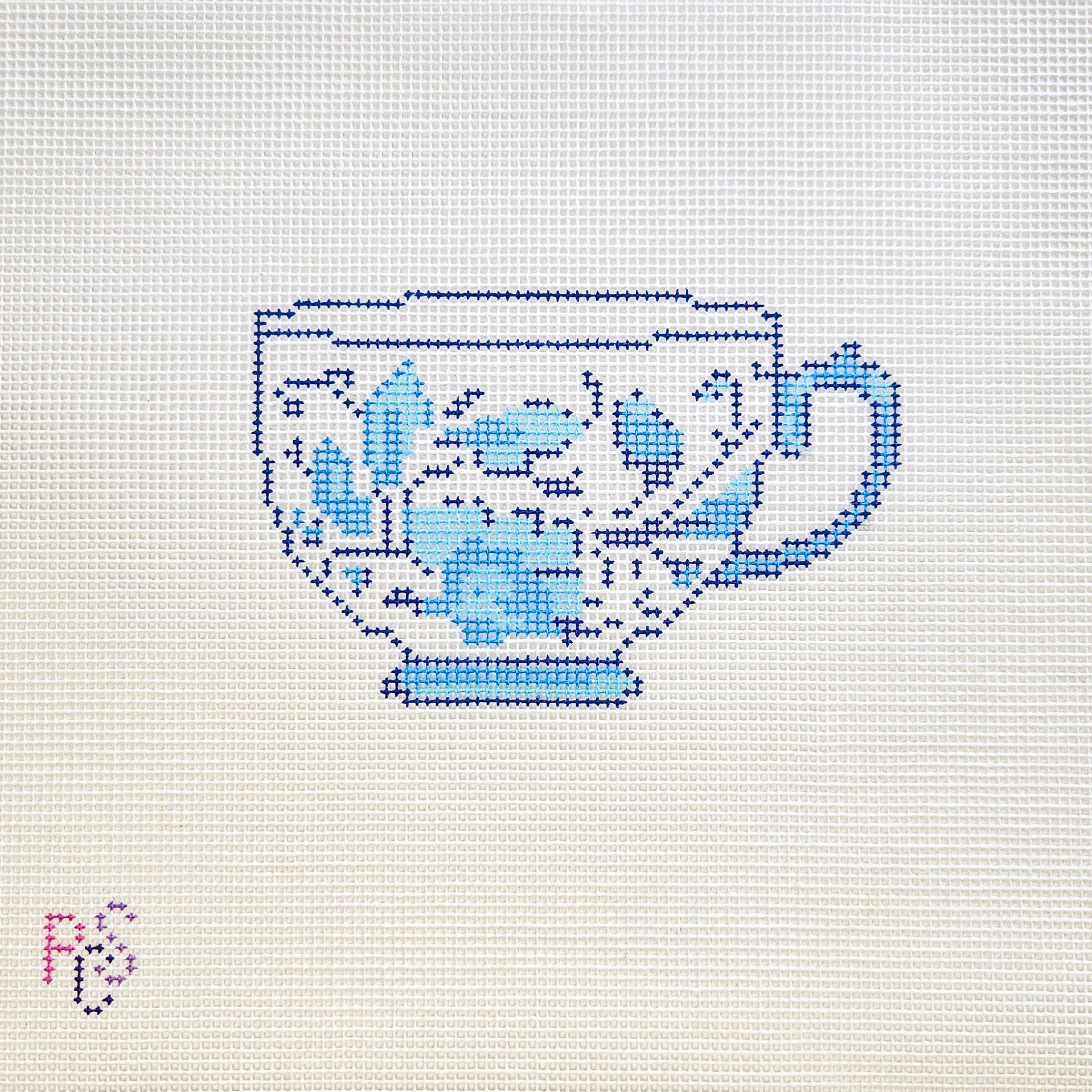 Blue Floral Teacup Canvas