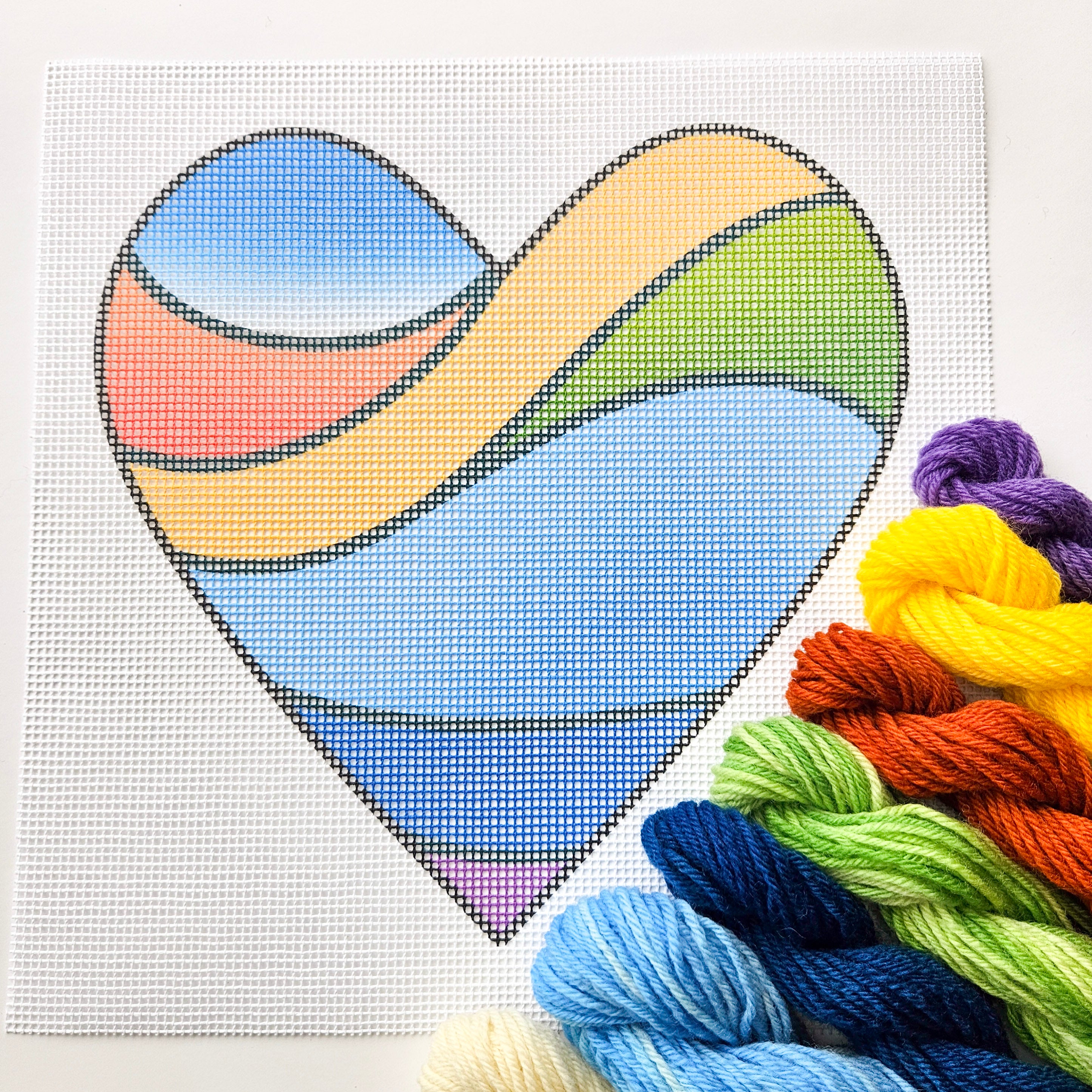 Rainbow Heart Beginner Needlepoint Kit