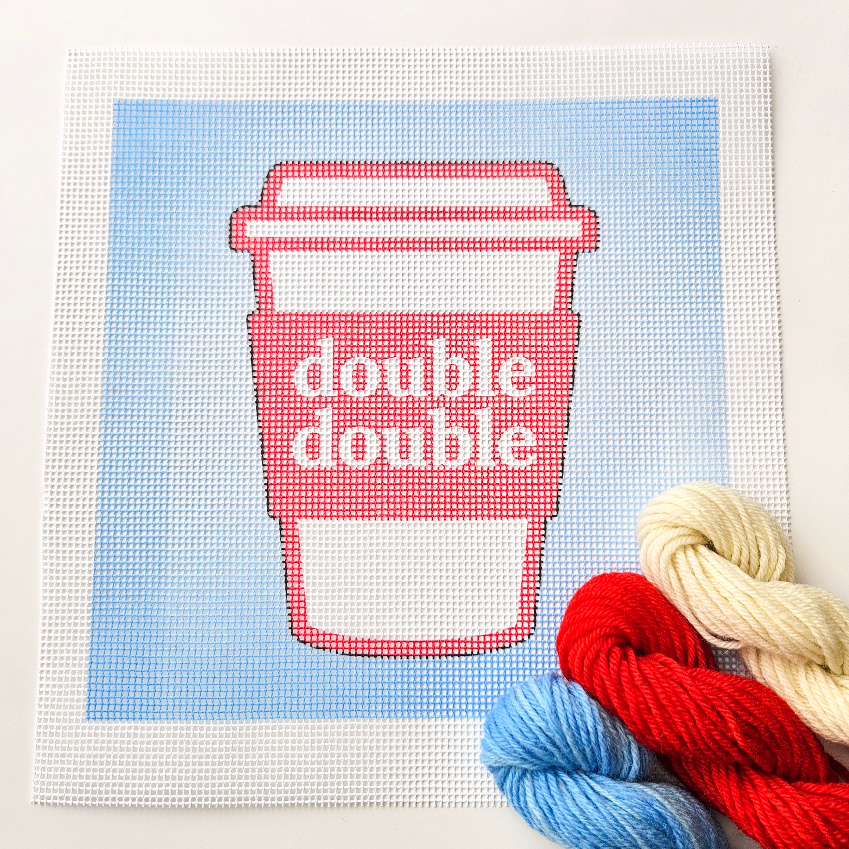 Double Double Beginner Coffee Needlepoint Kit