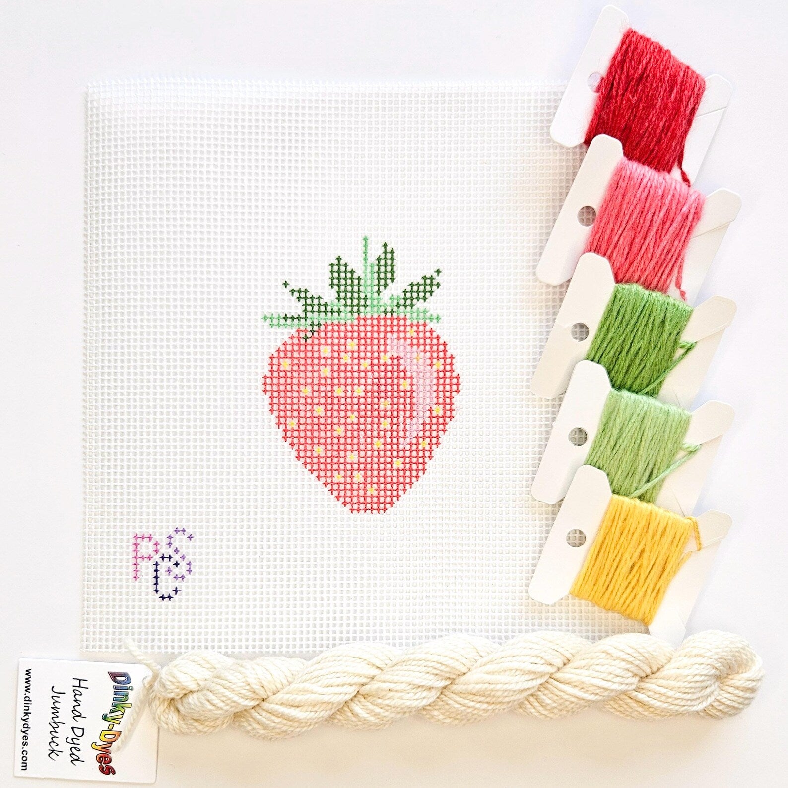 Cute Strawberry needlepoint kit hand painted canvas 14 mesh dinkydyes