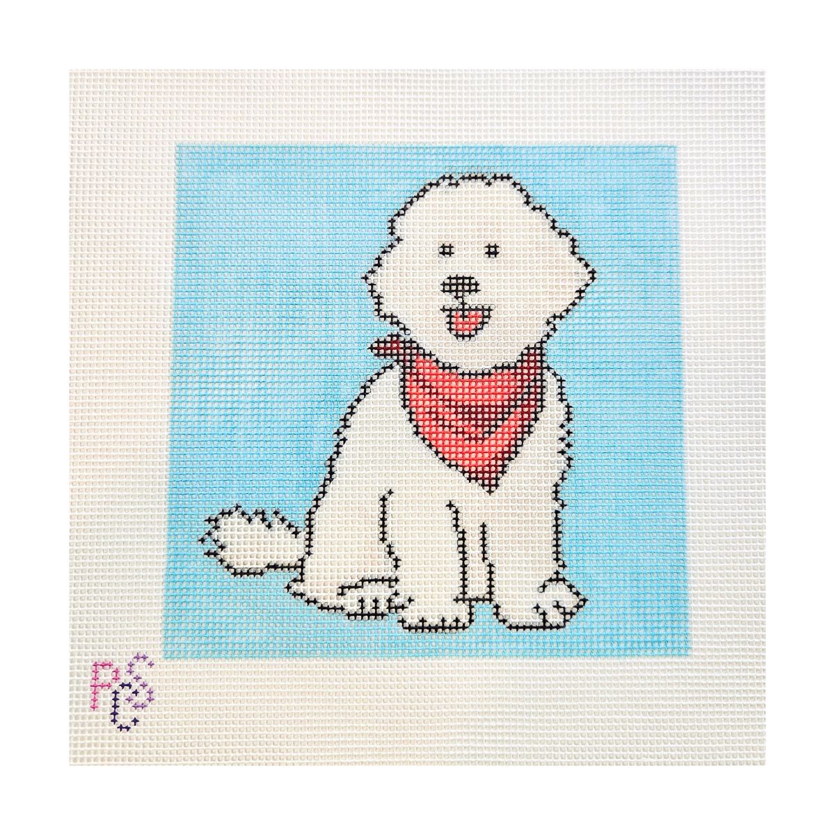 Happy Little Dog Bali Hand Painted Needlepoint Kit 14 Mesh Canvas