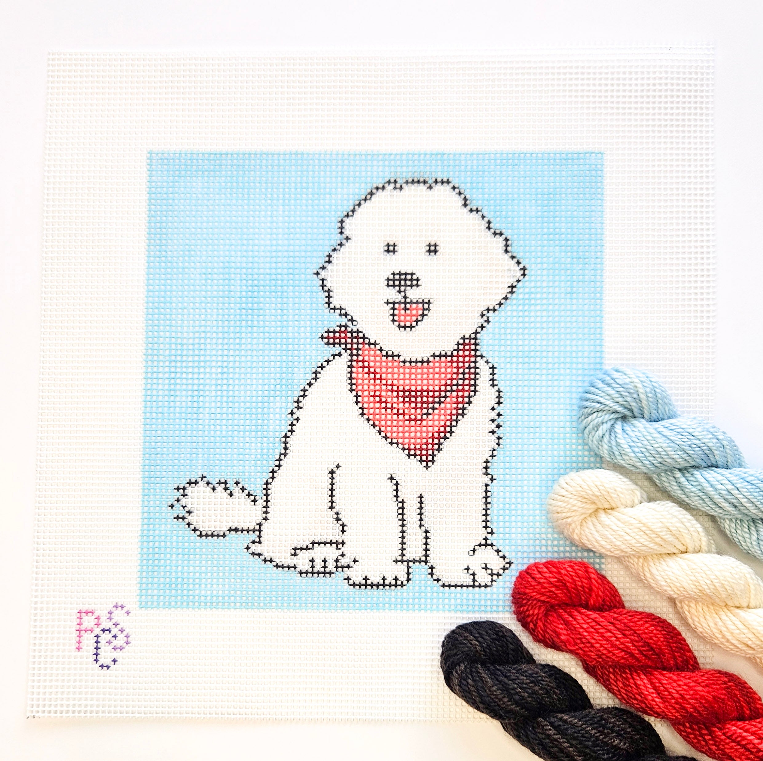 Happy Little Dog Bali Hand Painted Needlepoint Kit 14 Mesh Canvas Dinky Dyes