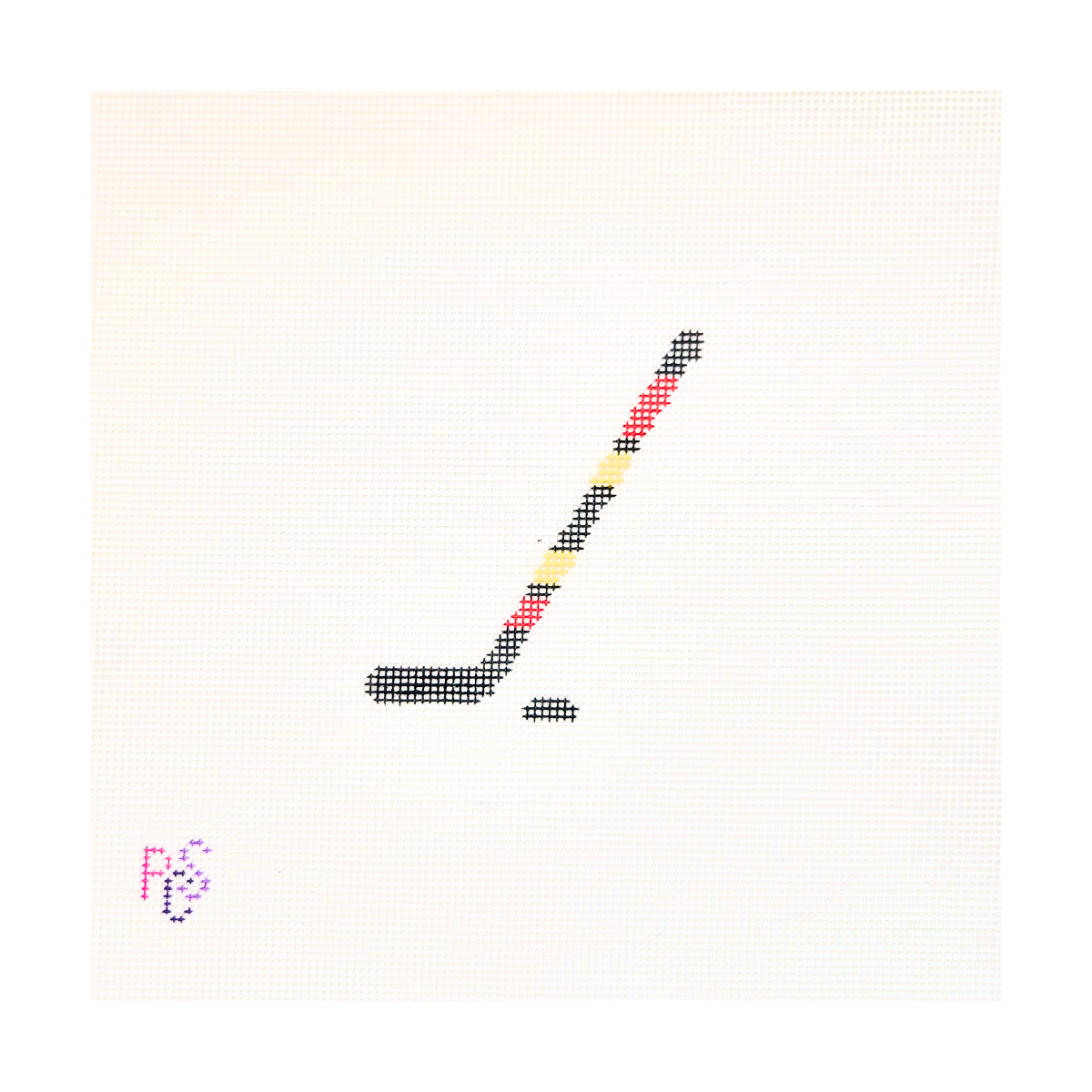 Hockey Stick Hand Painted Needlepoint Kit 18 Mesh Canvas