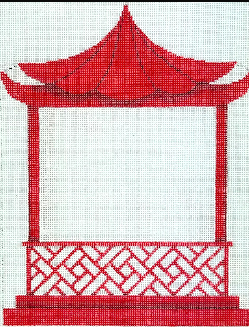 Kate Dickerson Red Pagoda Frame Needlepoint Canvas (FR-91)