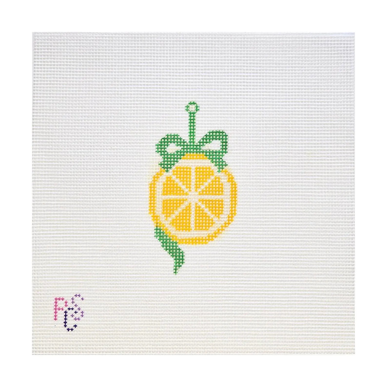 Lemon Hand Painted Needlepoint Kit 14 Mesh Canvas