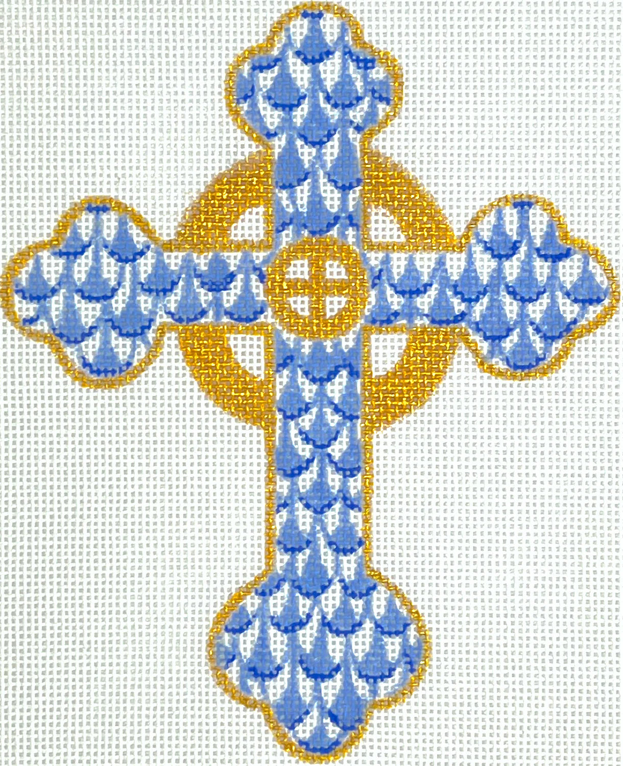 Kate Dickerson Blue Fishnet Celtic Cross Needlepoint Canvas (OM-415)