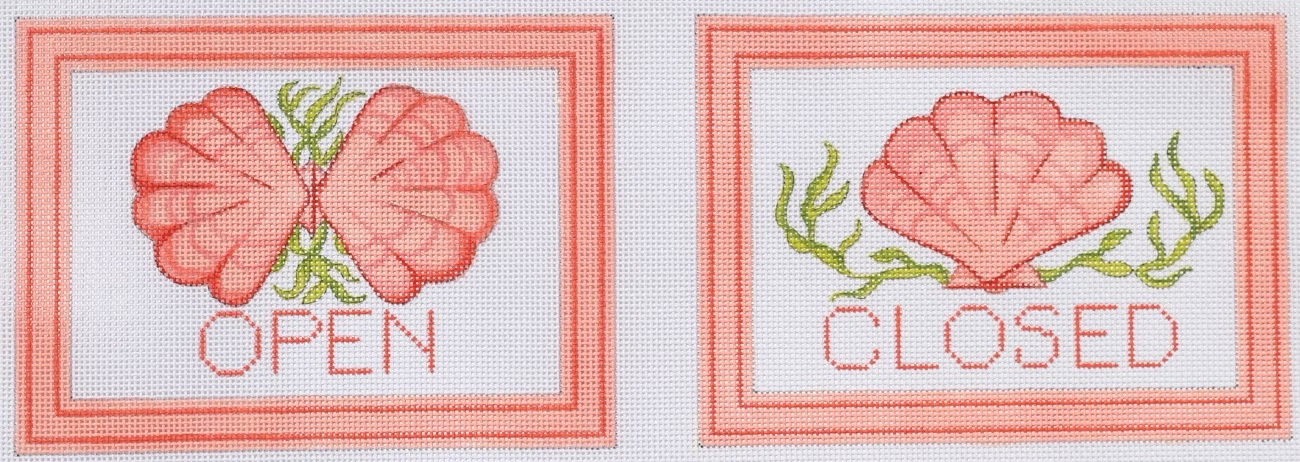 Kate Dickerson Open Closed Shell Needlepoint Canvas | Coastal Design (DH-19)