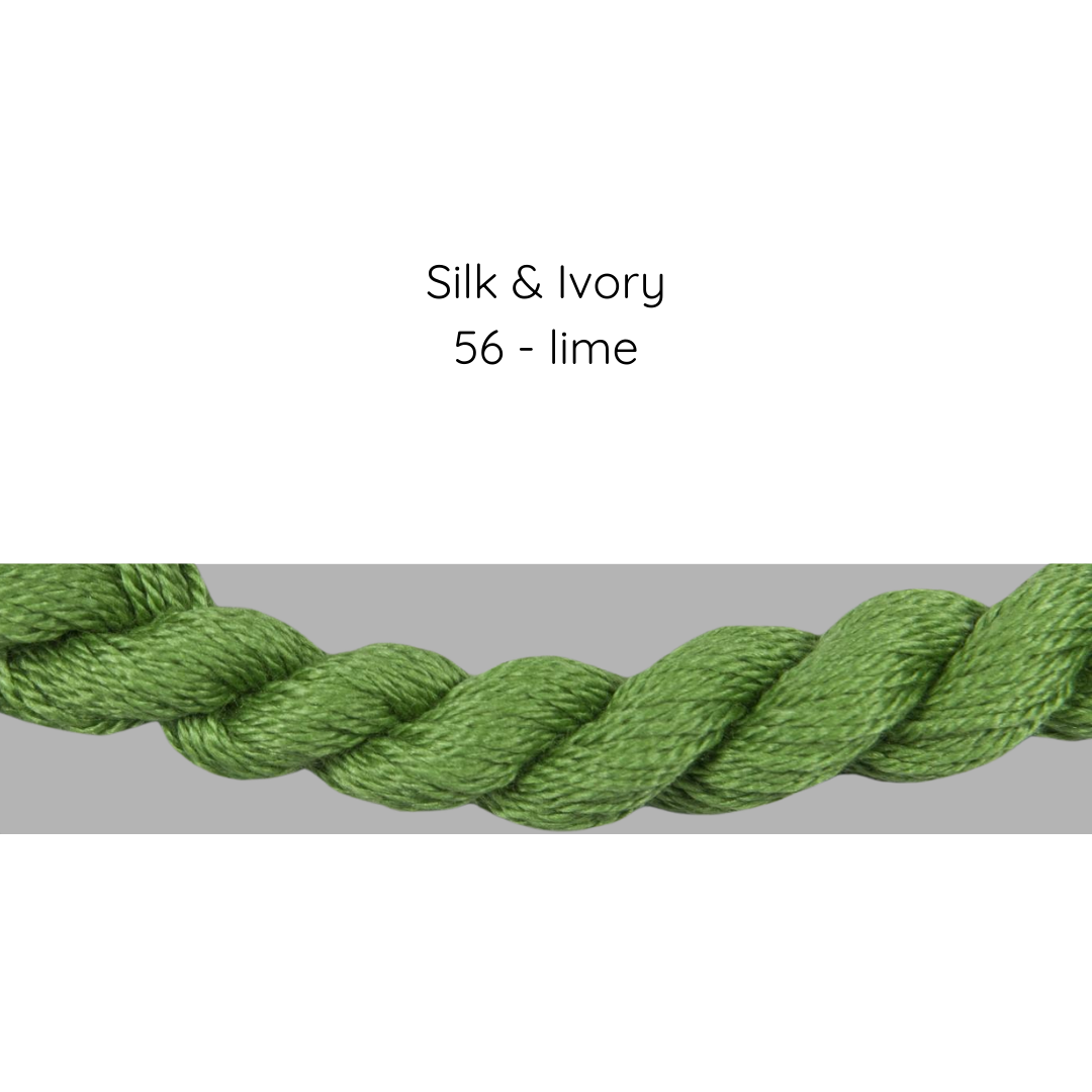 Green rope with 'Silk & Ivory 56 - lime' text on a white background