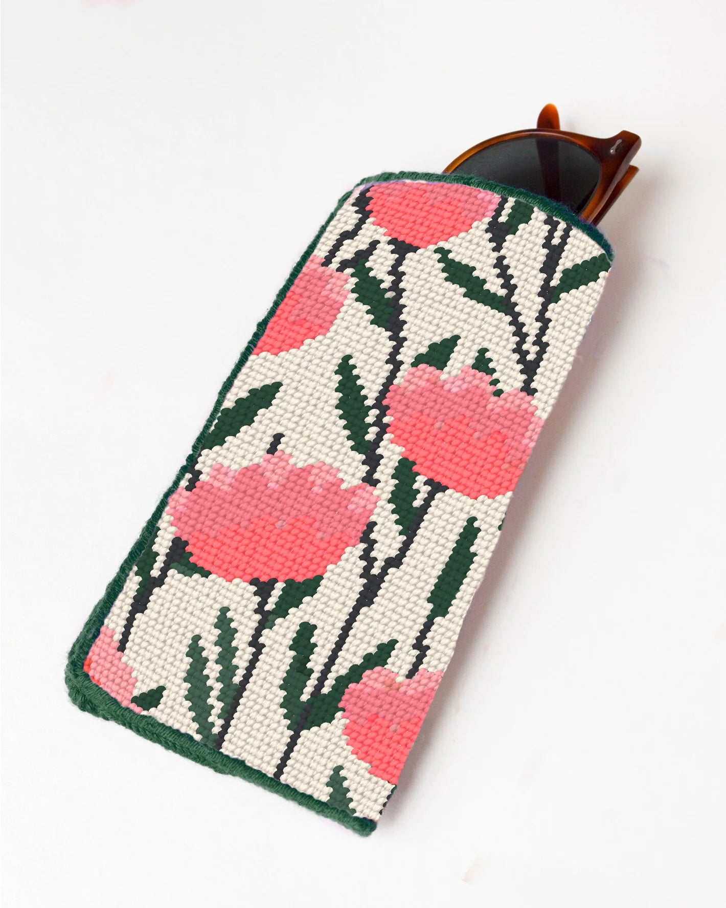 Decorative phone case with pink floral pattern on a white background