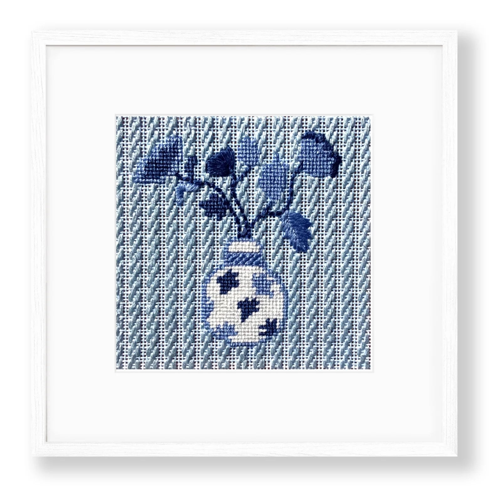 Blue and White Leaf Vase Needlepoint Kit