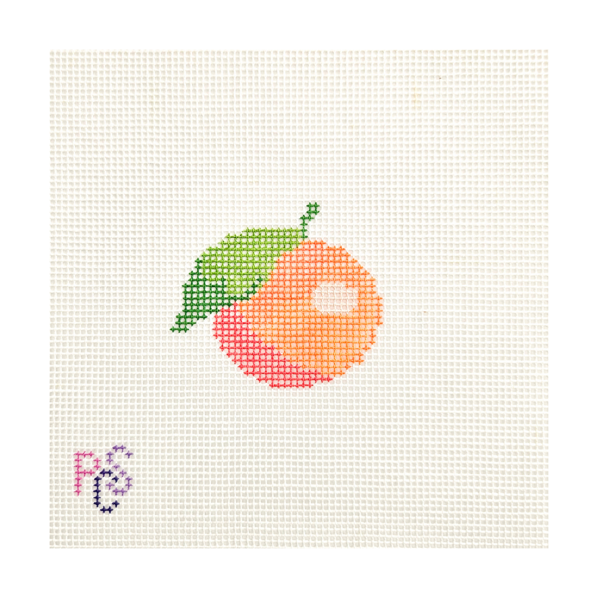 Mini Mandarin Orange needlepoint canvas featuring a hand-painted citrus fruit design on needlepoint canvas, perfect for kitchen décor and fruit-themed stitching projects.