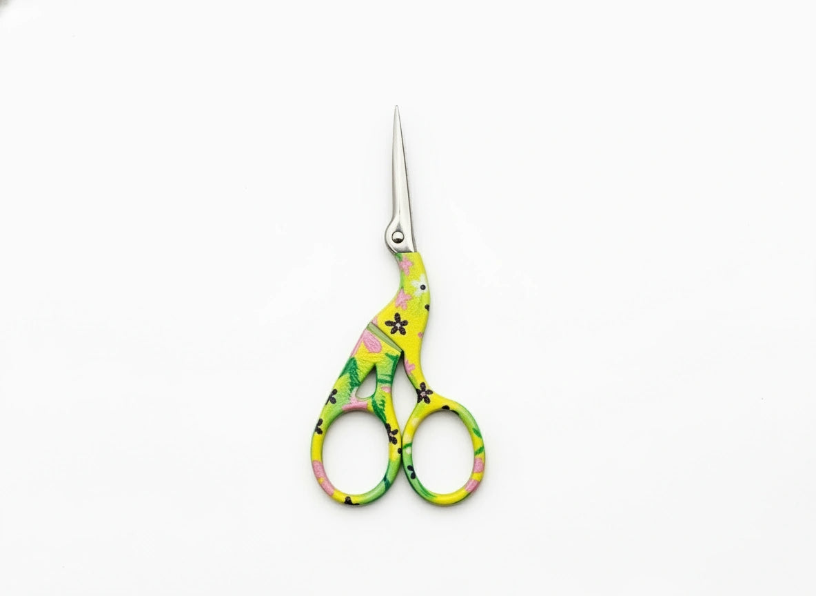 Small Stork Scissors - Floral Yellow